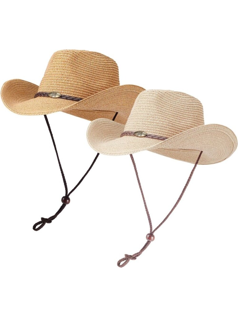 Unisex Beige Brown Straw Wide Brim Shapeable Sunbeach Western Cowgirl Cowboy Hat